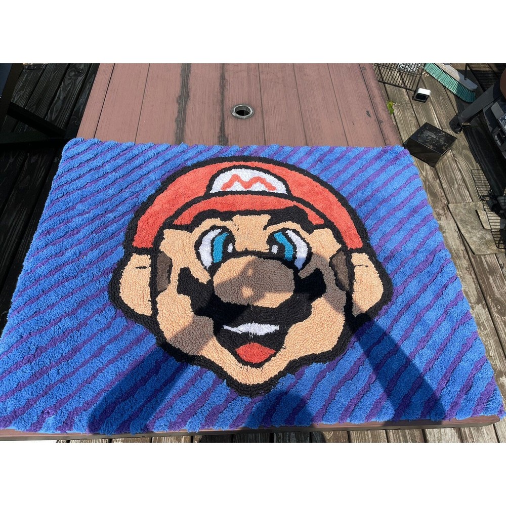 Super Mario Worldly Mario Accent Rug 48" x 30" And Twin Sized Mario Kart Throw